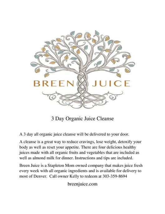 Gift certificate for a 3 day  juice cleanse